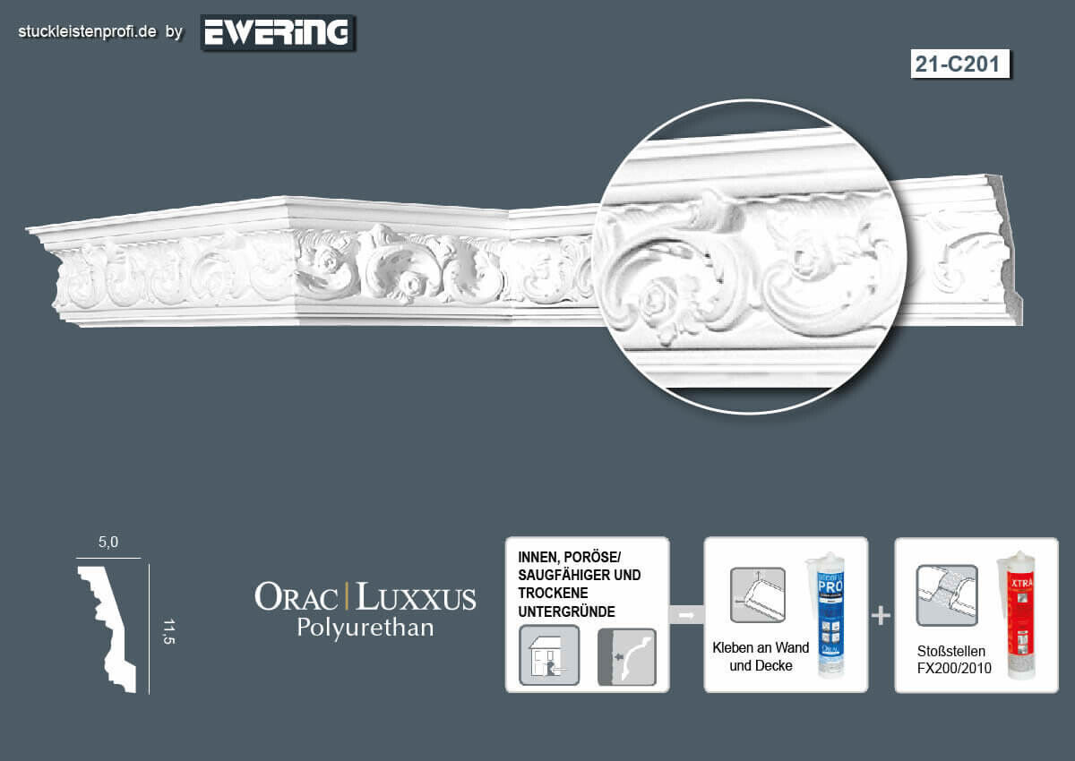 Deckenleiste C201 Orac Decor Stuckleiste-C201.1M