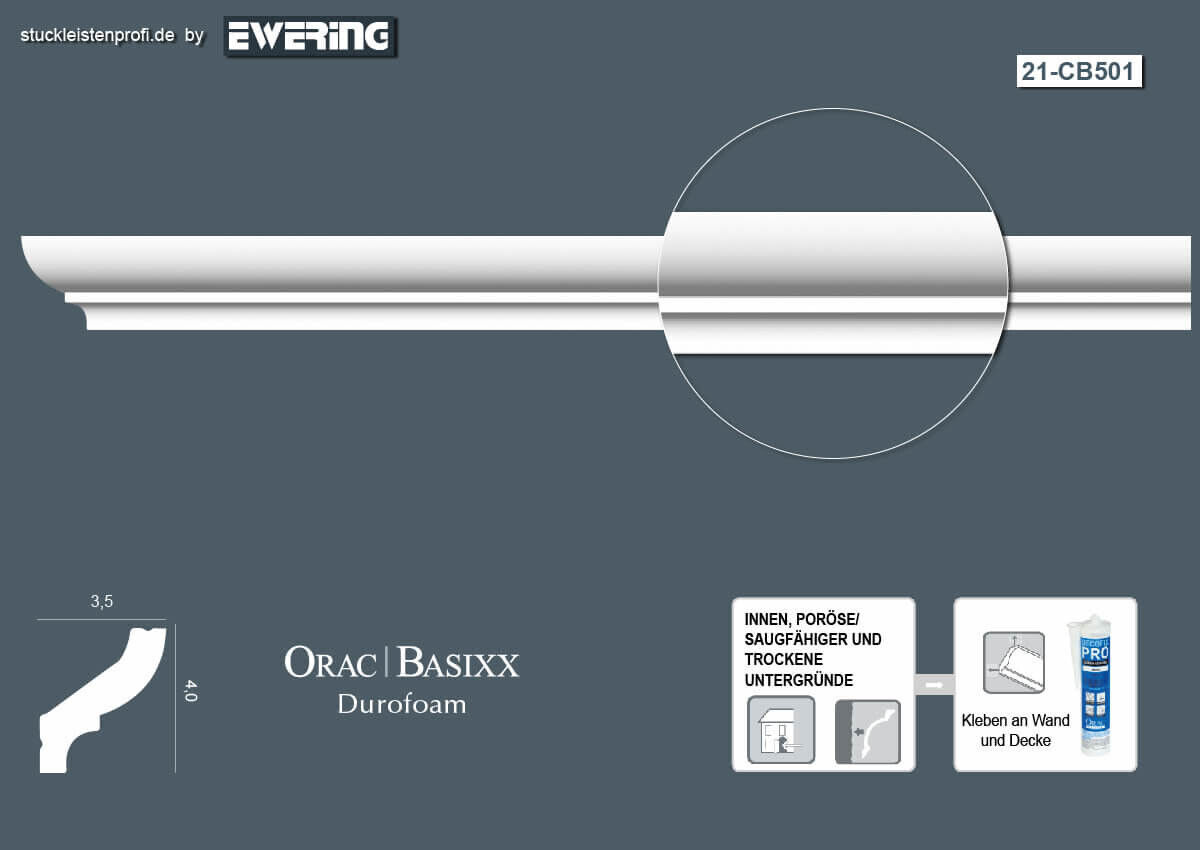 Deckenleiste CB501N Orac Decor Stuckleiste 1 m Leiste-CB501N.3M