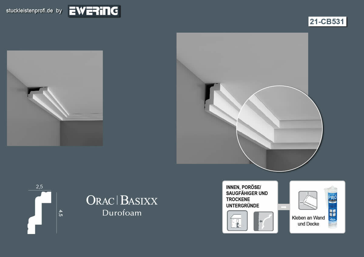 45er Stuckleisten Box CB531 Deckenleiste Orac Decor Stuckleiste-CB531-VE