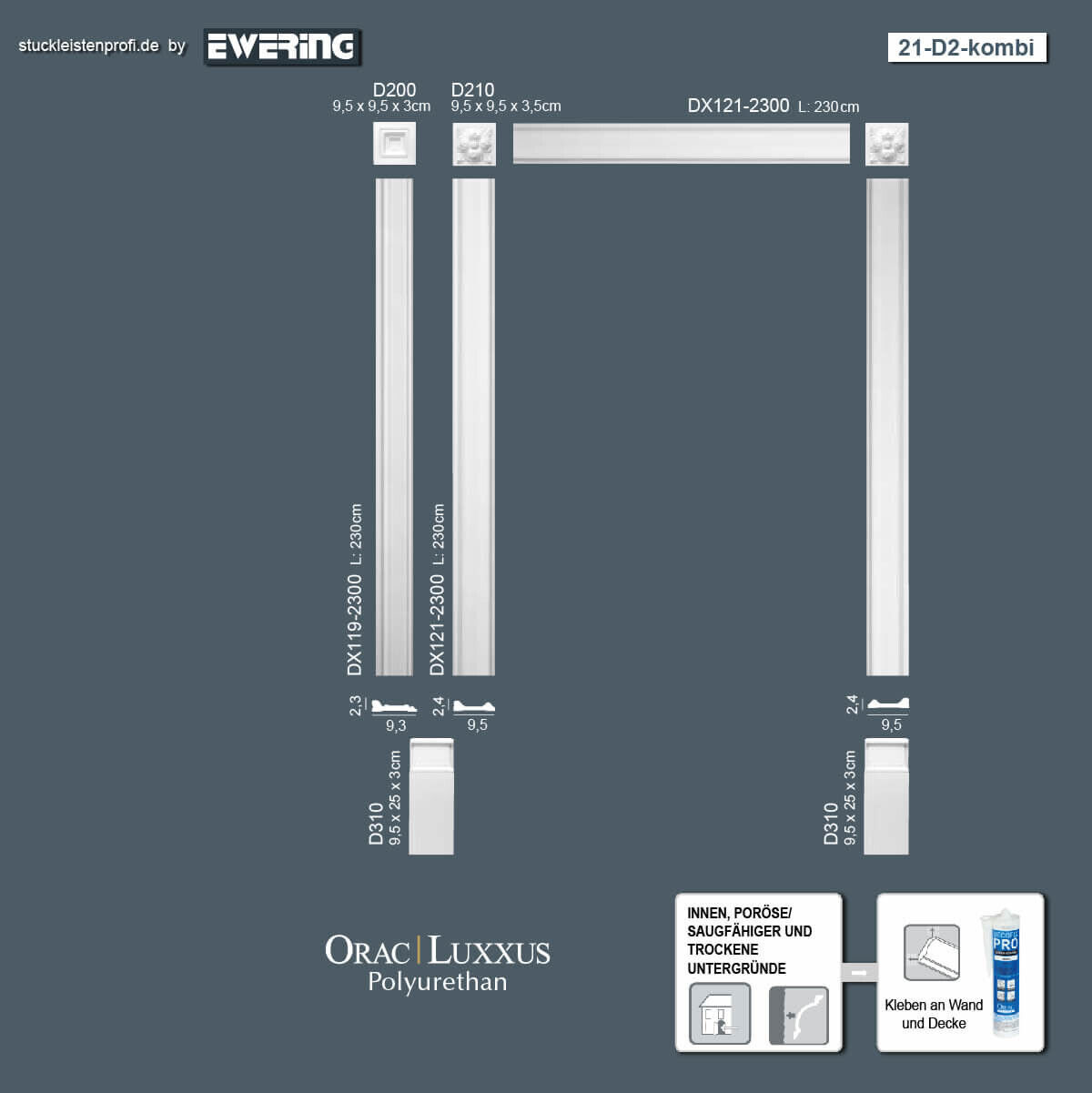 Wandelement D210 _L Orac Decor Stuckleiste-D210