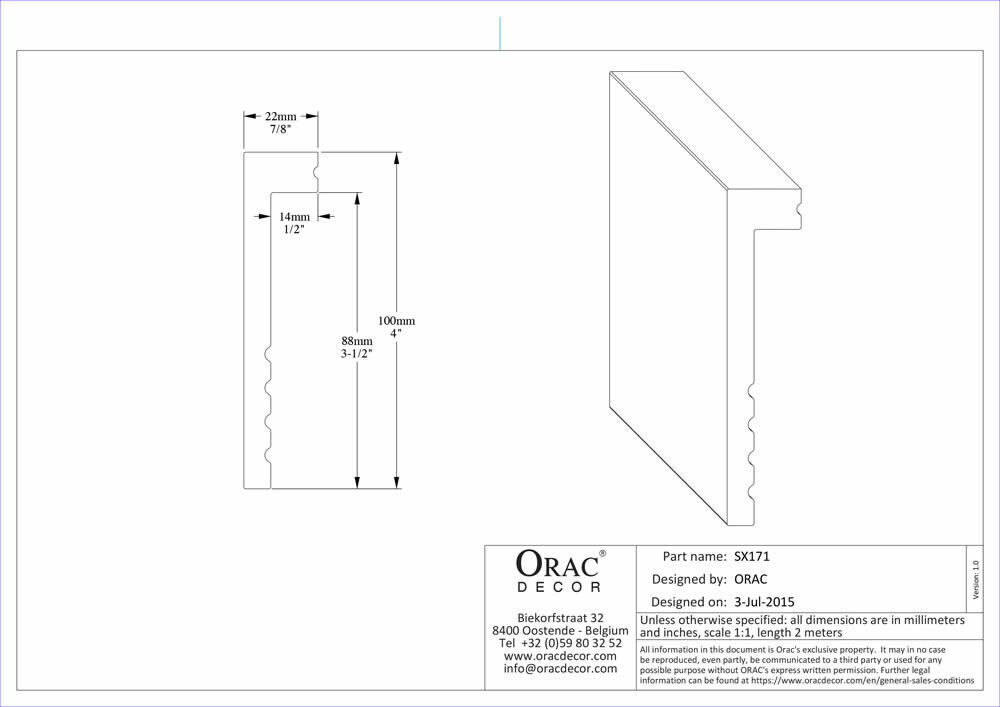 Fußleiste fertig lackiert Abdeckleiste SX171-RAL9003 Orac Decor Stuckleiste-SX171-RAL9003.1M