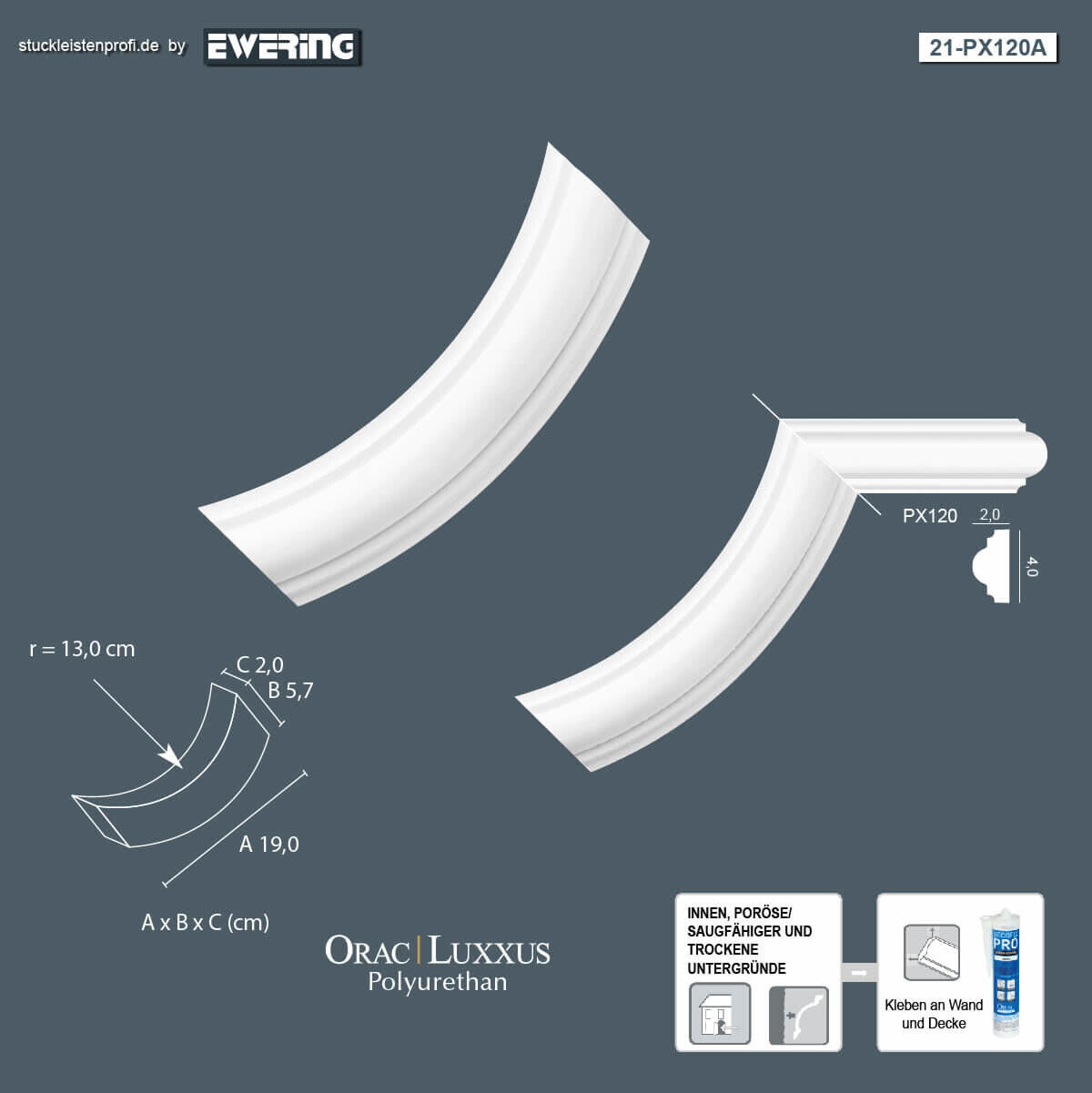 Wandleiste PX120A _L Orac Decor Stuckleiste-PX120A.1M