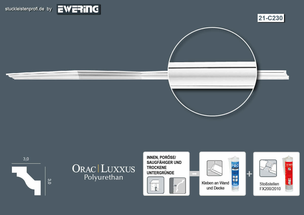Deckenleiste C230 Orac Decor Stuckleiste-C230.1M