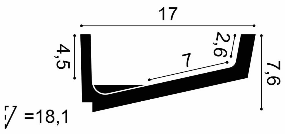 Deckenleiste C352 Orac Decor Flat Lichtleiste-C352.1M