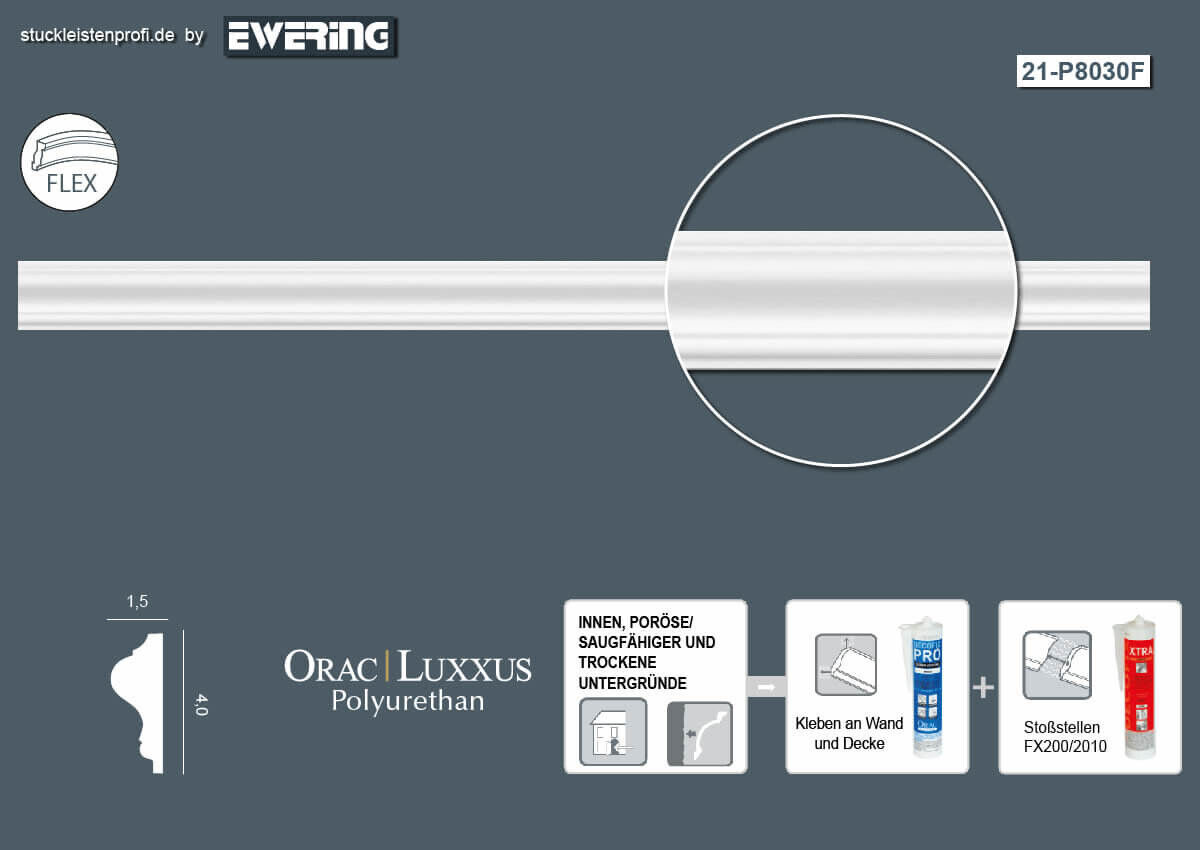 Flexible Wandleiste P8030F Orac Decor Stuckleiste-P8030F