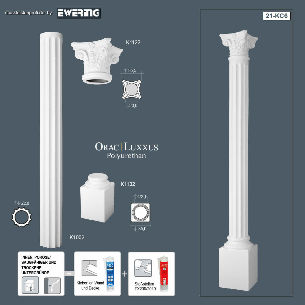 Säulen-Komplettset KC6 Orac Decor Stucksäulen-KC6