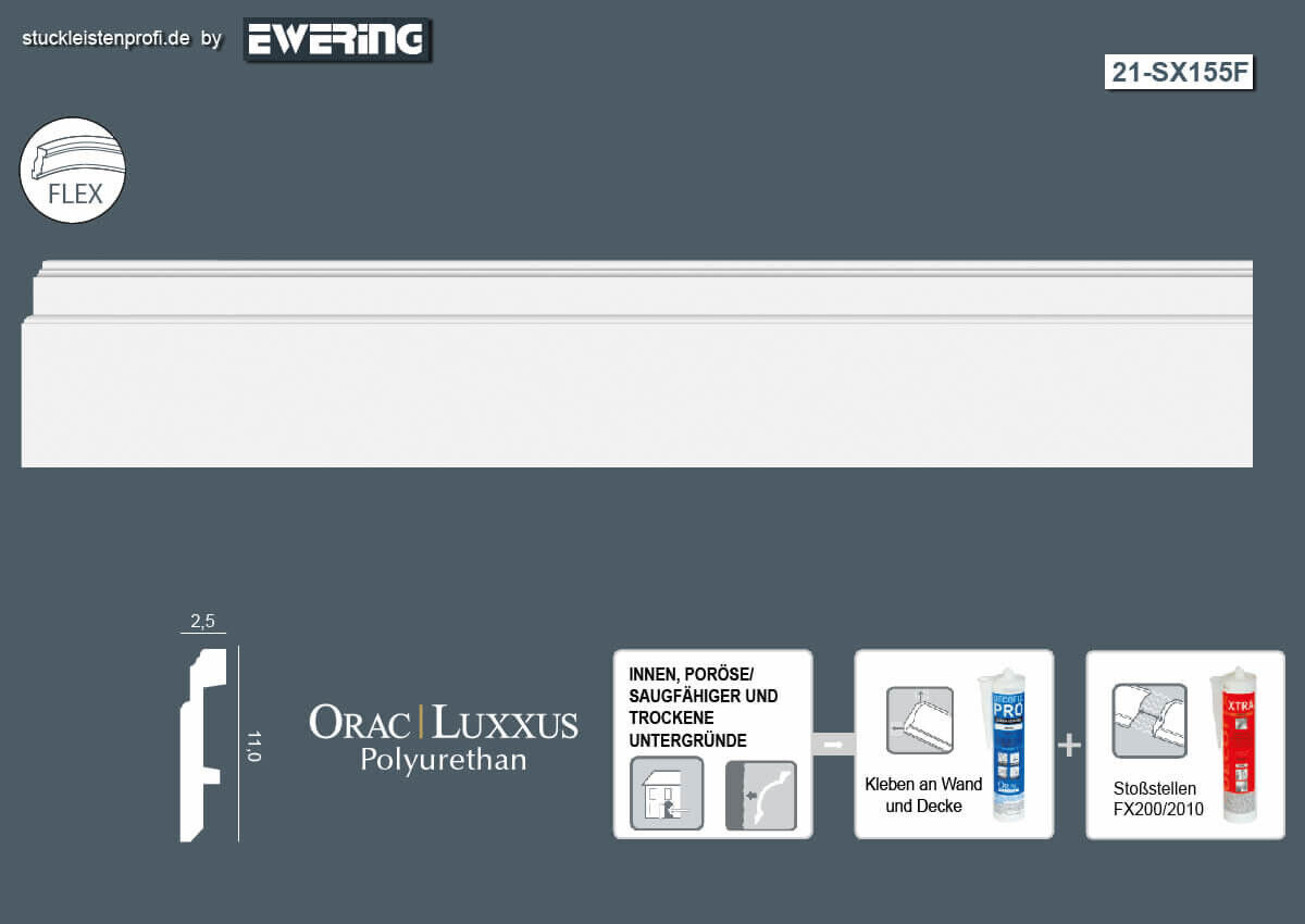 Flexible Fußleiste SX155F Orac Decor Stuckleiste-SX155F