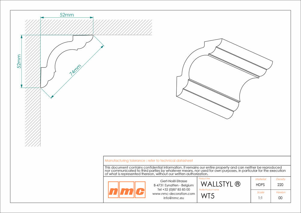 Deckenleiste NMC WT5 Noel Marquet Stuckleiste _L-x13-WT5.1M