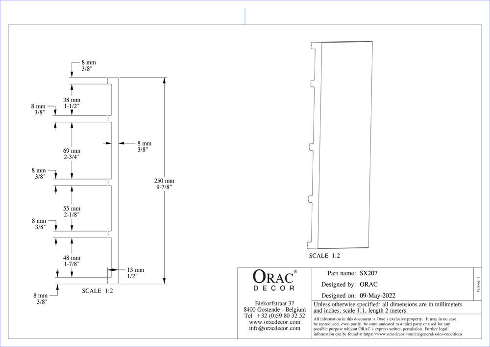 Fußleiste hohe schlichte Sockelleiste SX207 Orac Decor Stuckleiste-SX207.1M