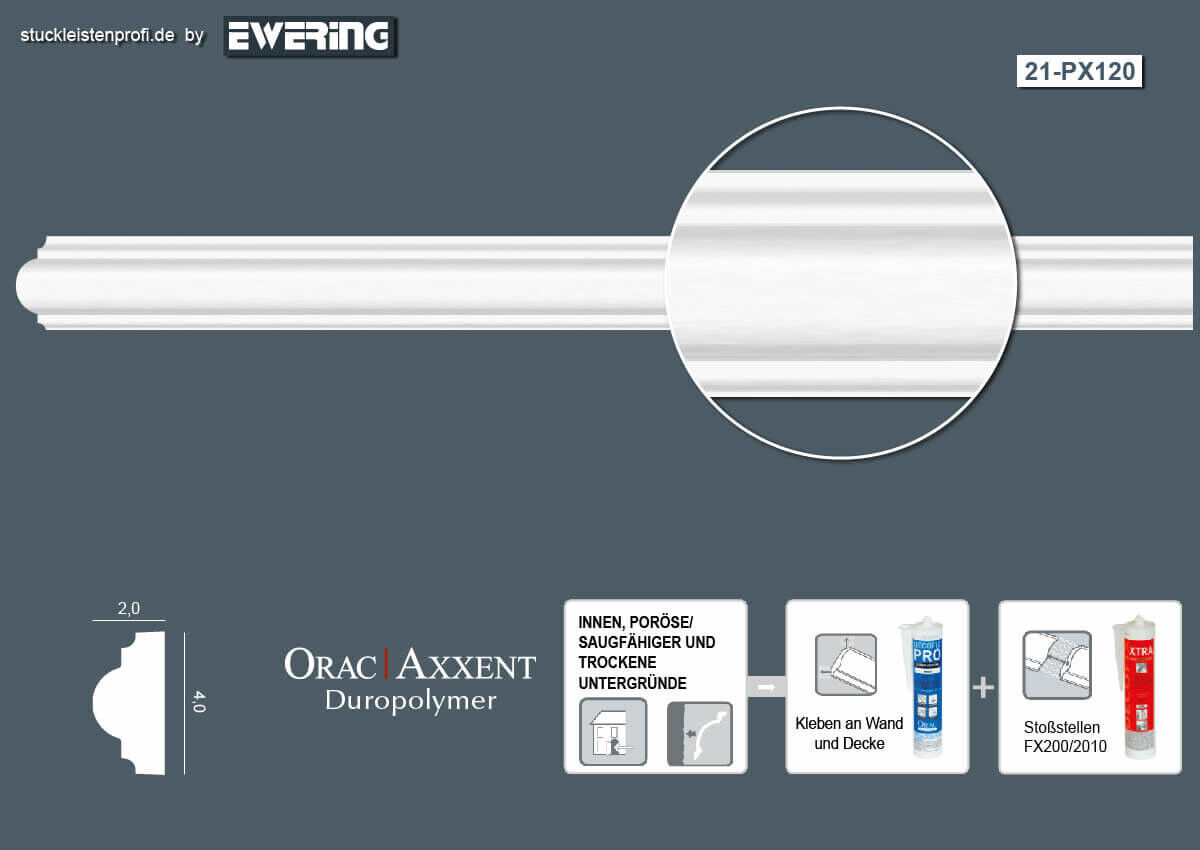 Wandleiste klassisches Design PX120 _L Orac Decor Stuckleiste-PX120.1M