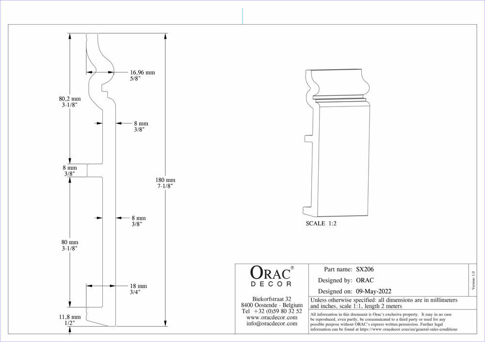 Fußleiste klassische Landhausoptik Abdeckleiste SX206 Orac Decor Stuckleiste-SX206.1M