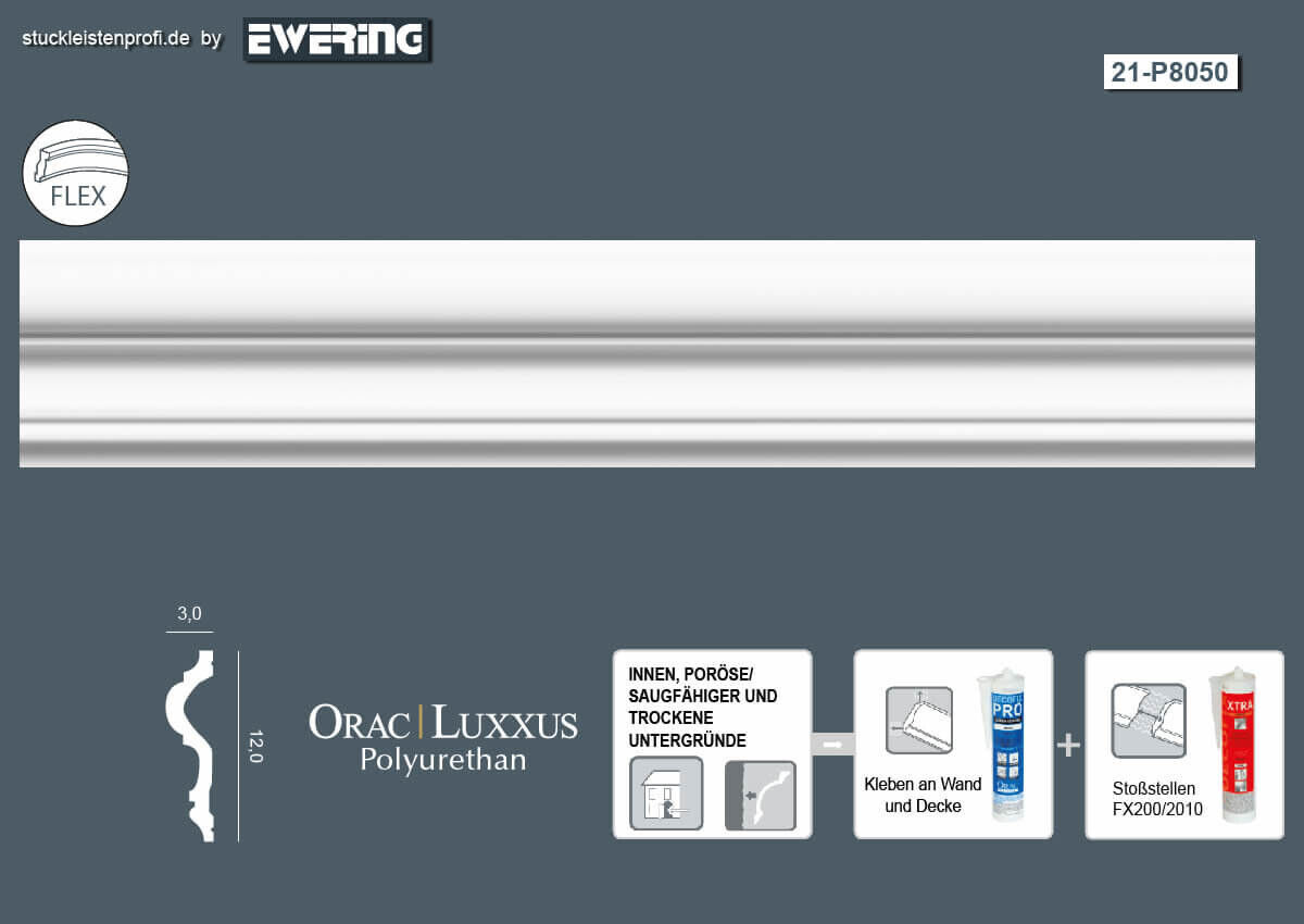 Flexible Wandleiste P8050F Orac Decor Stuckleiste-P8050F