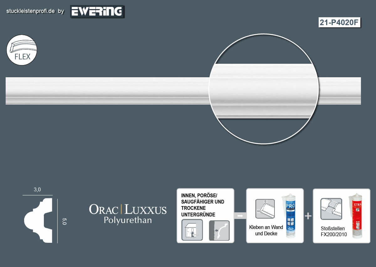 Flexible Wandleiste P4020F Orac Decor Stuckleiste-P4020F