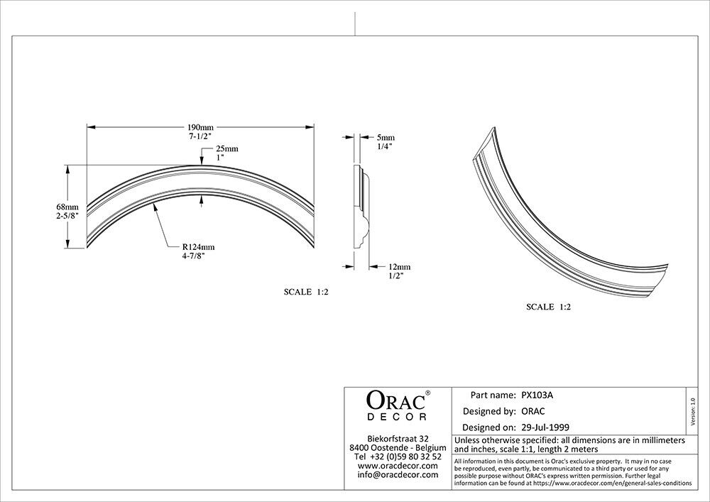 Wandleiste PX103A _L Orac Decor Stuckleiste-PX103A.1M