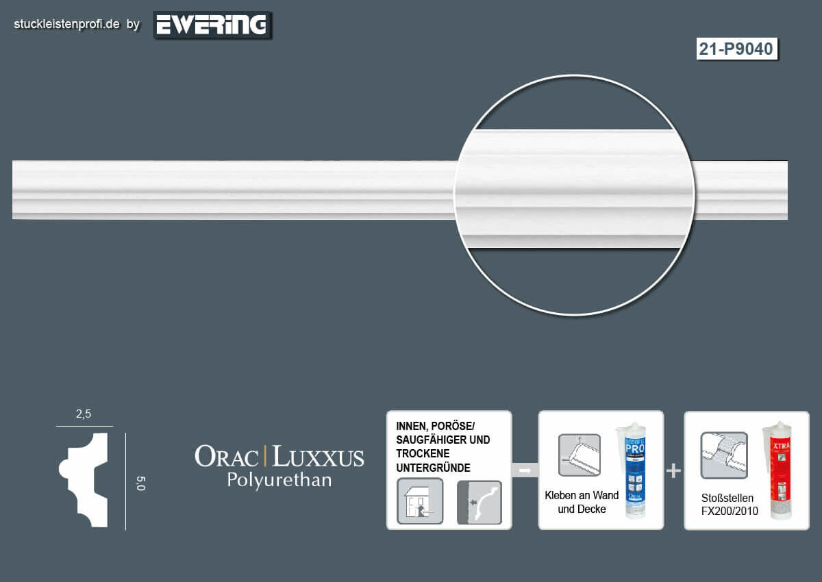 Wandleiste P9040 Orac Decor Stuckleiste-P9040.1M