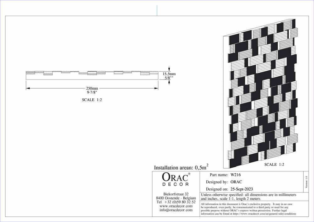 Wandpaneel gerippte 3D-Versatz Optik W216 Orac Decor Wandelement-W216