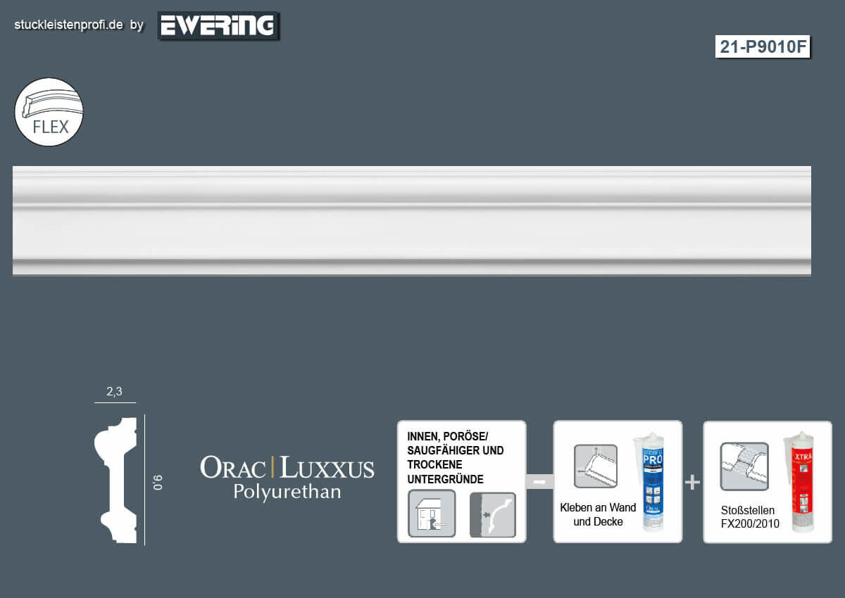 Flexible Wandleiste P9010F Orac Decor Stuckleiste-P9010F