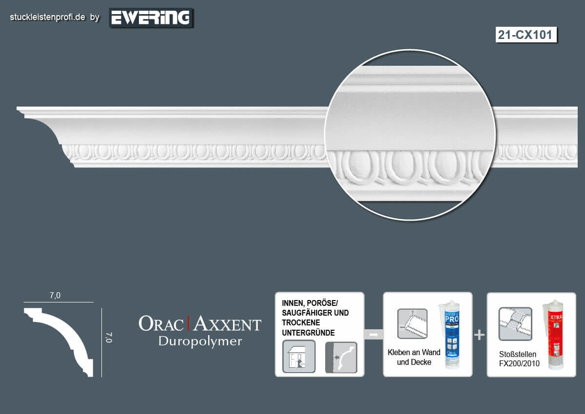 Deckenleiste CX101 Orac Decor Stuckleiste-CX101.1M