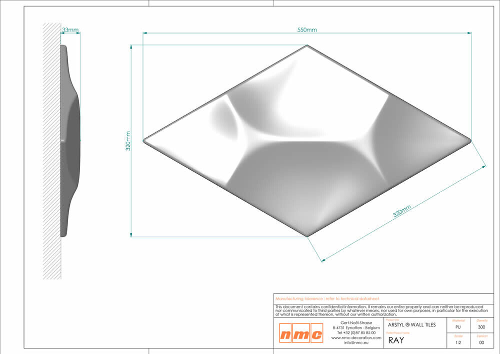 3D Wandelement RAY Waben Optik NMC Noel Marquet Wandpaneel-x13-RAY