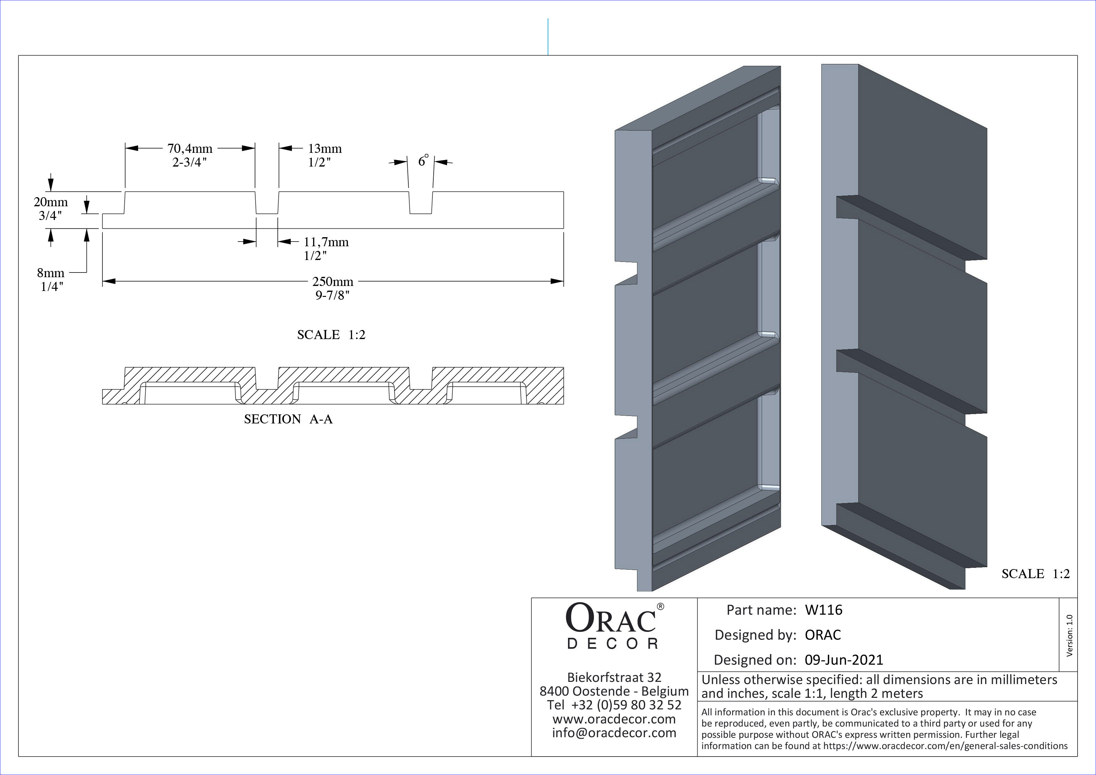 Flexibles 3D-Paneel W116F Orac Decor Bar XL Zierelement-W116F