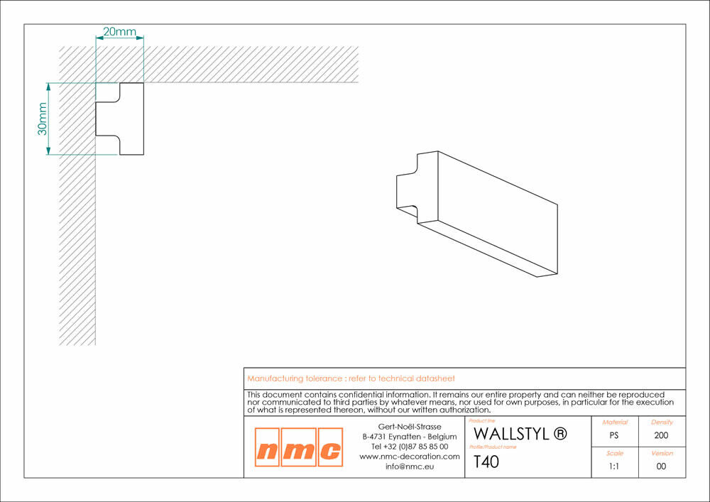 Deckenleiste NMC T40 Noel Marquet Wandleiste T 40-x13-T40.1M