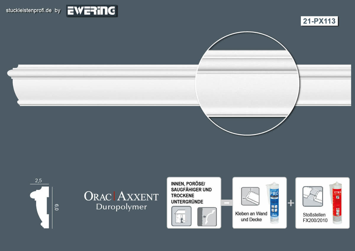 Wandleiste PX113 _L Orac Decor Stuckleiste-PX113.1M