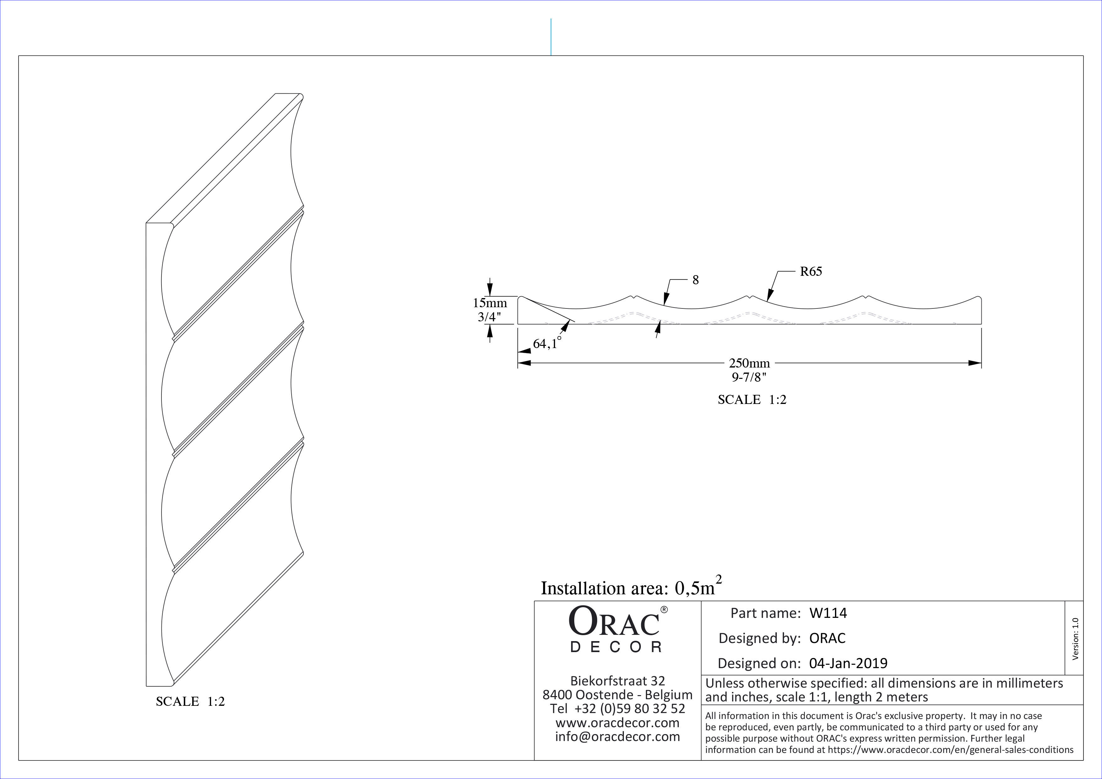 Flexibles 3D-Paneel W114F Orac Decor Valley XL Zierelement-W114F