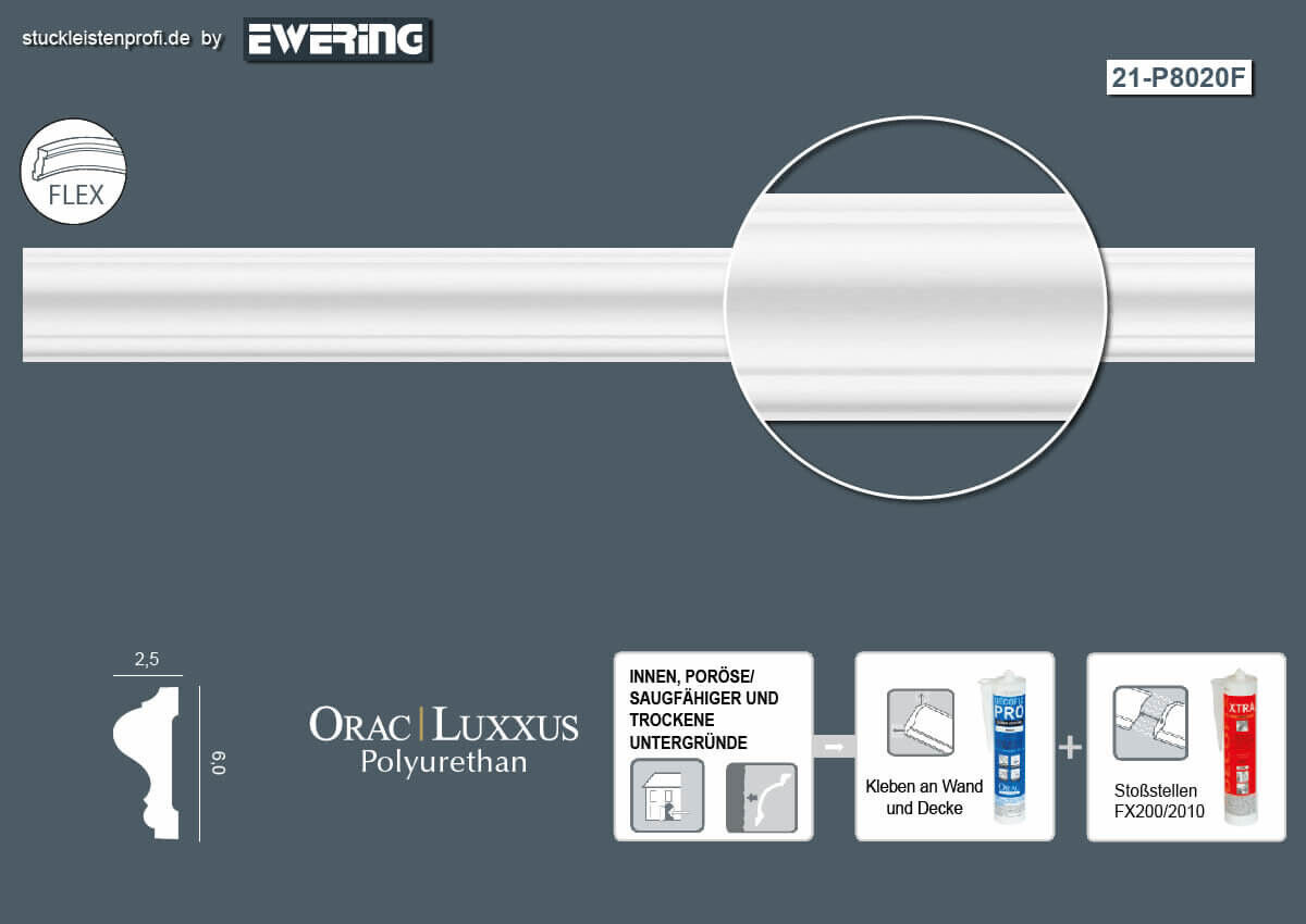 Flexible Wandleiste P8020F Orac Decor Stuckleiste-P8020F