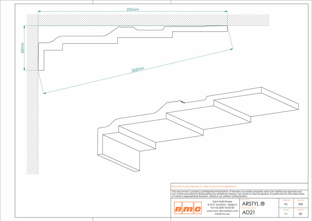 Deckenleiste kantig abgestuft Stufendesign AD21 Noel Marquet Stuckleiste-x13-AD21.1M