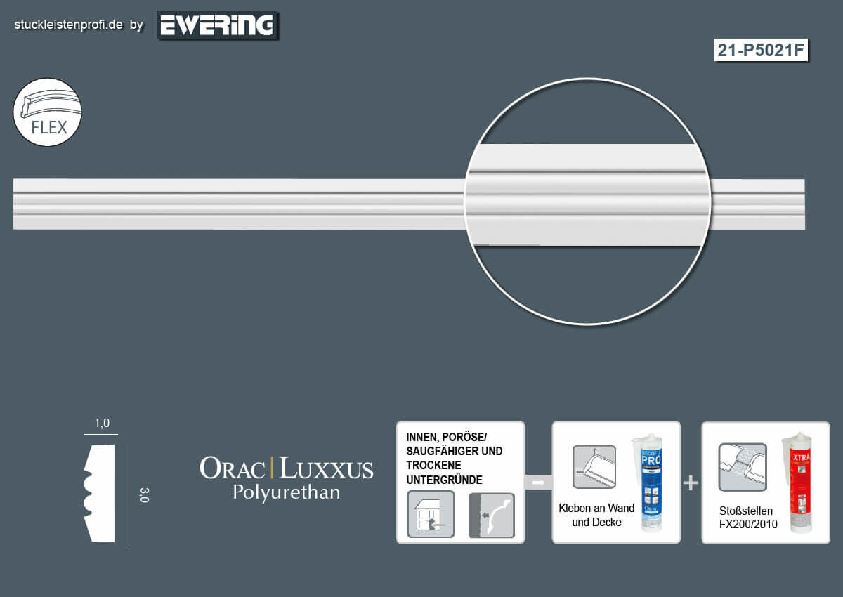 Flexible Wandleiste P5021F Orac Decor Stuckleiste-P5021F