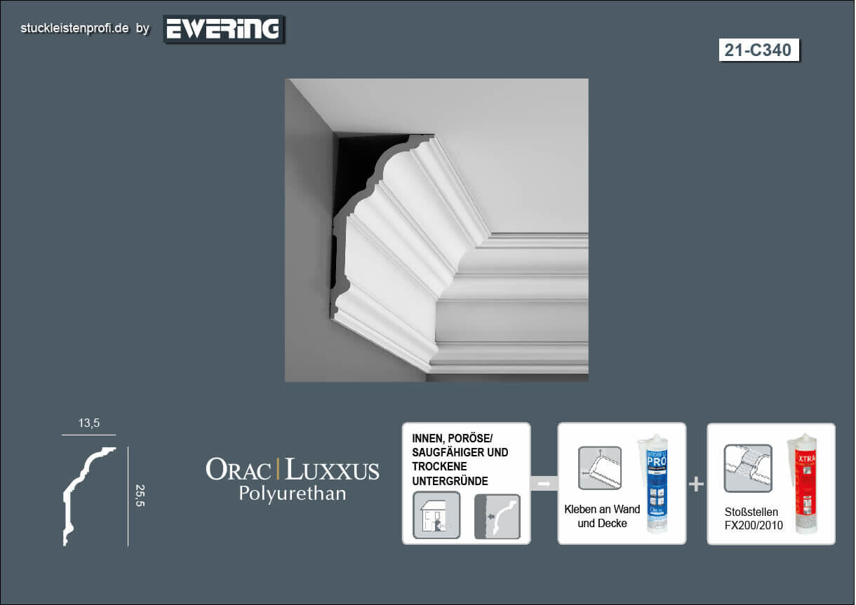 Deckenleiste C340 Orac Decor Noblesse-C340.1M