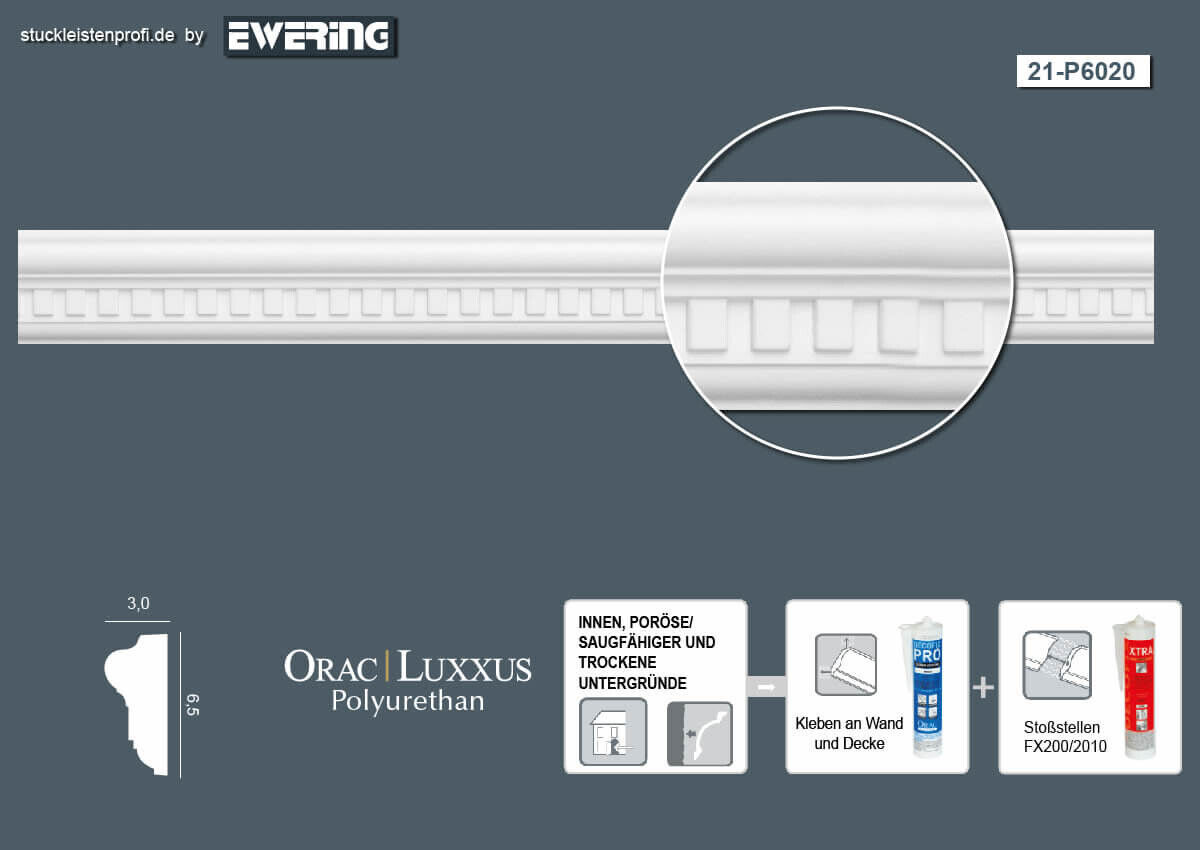 Wandleiste P6020 Orac Decor Stuckleiste-P6020.1M