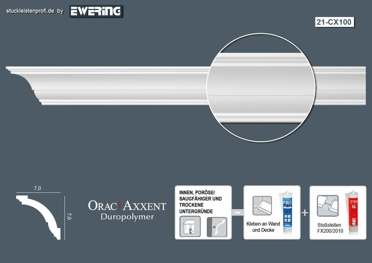 Deckenleiste CX100 _L Orac Decor Stuckleiste-CX100.1M