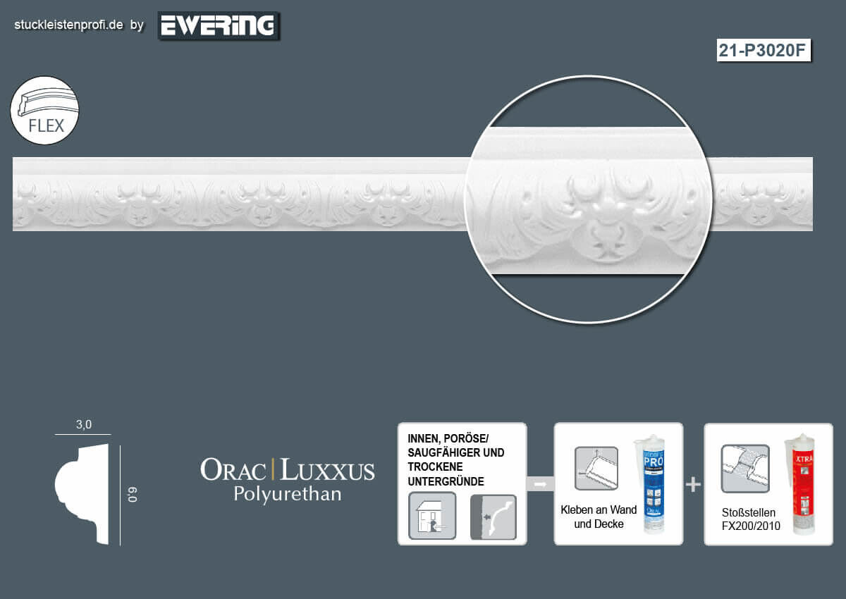 Flexible Wandleiste P3020F Orac Decor Stuckleiste-P3020F