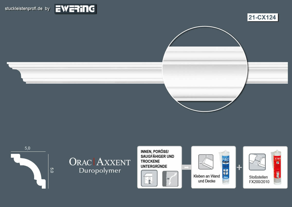 Deckenleiste CX124 _L Orac Decor Stuckleiste-CX124.1M