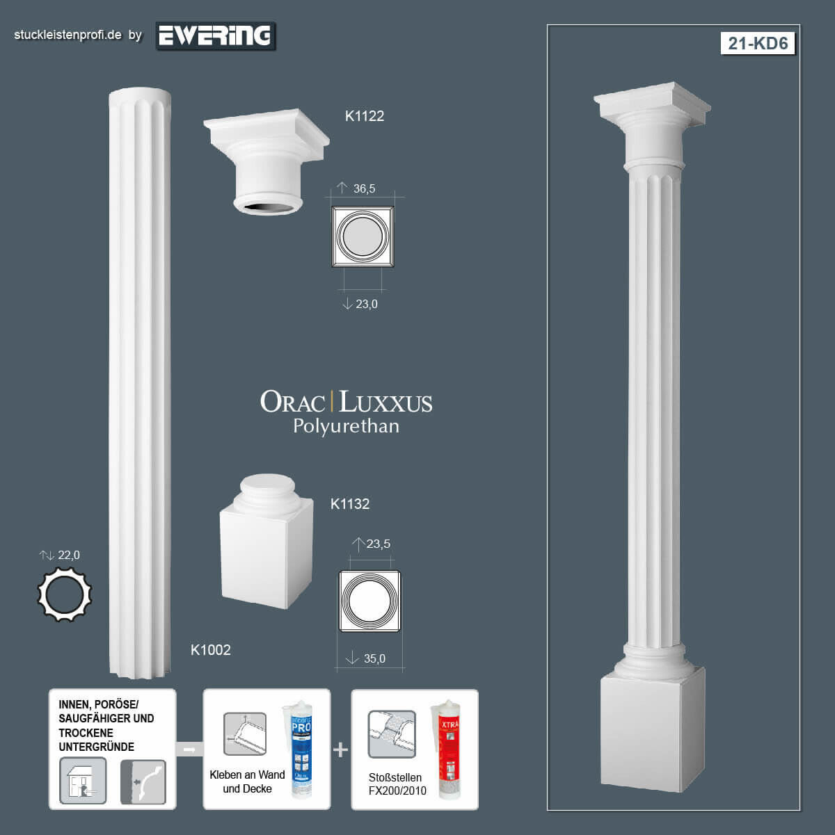 Säulen-Komplettset KD6 Orac Decor Stucksäulen-KD6
