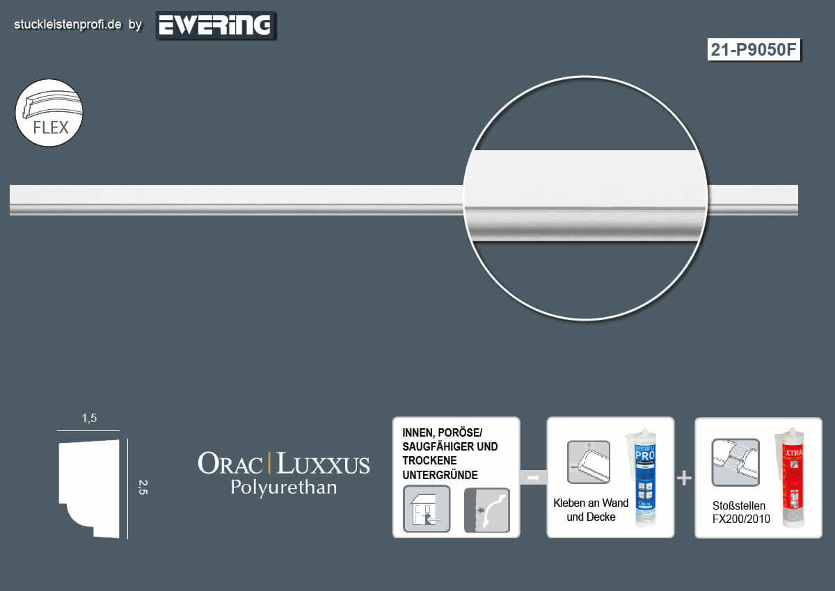 Flexible Wandleiste P9050F Orac Decor Stuckleiste-P9050F