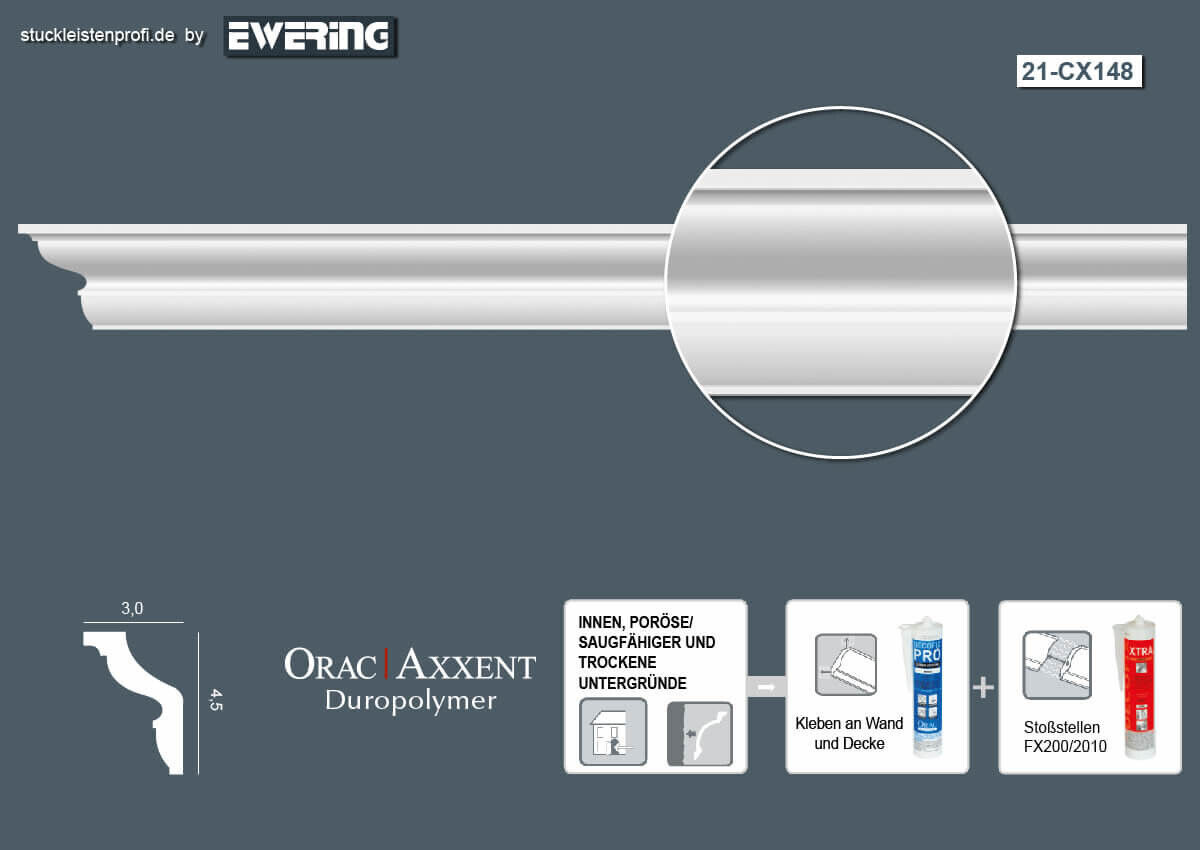 Deckenleiste CX148 Orac Decor Stuckleiste-CX148.1M