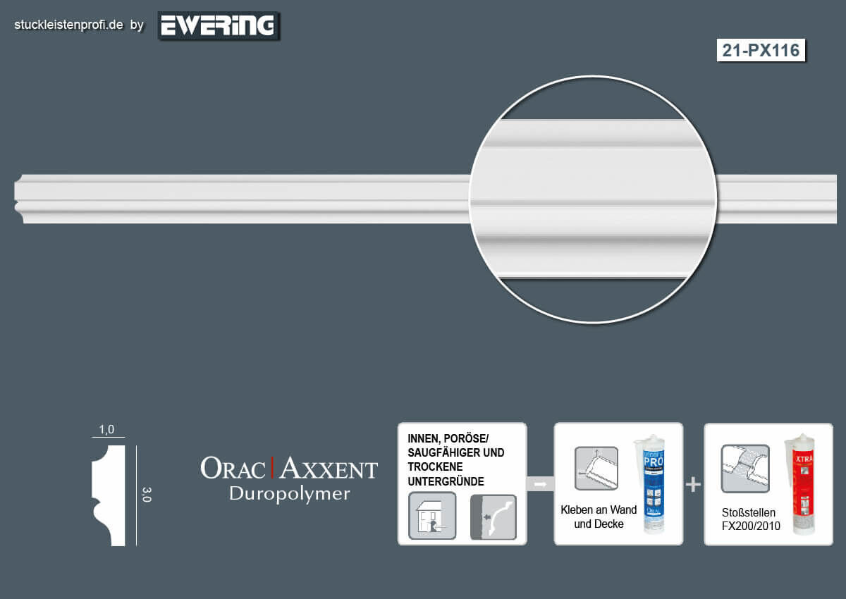 Wandleiste PX116 _L Orac Decor Stuckleiste-PX116.1M