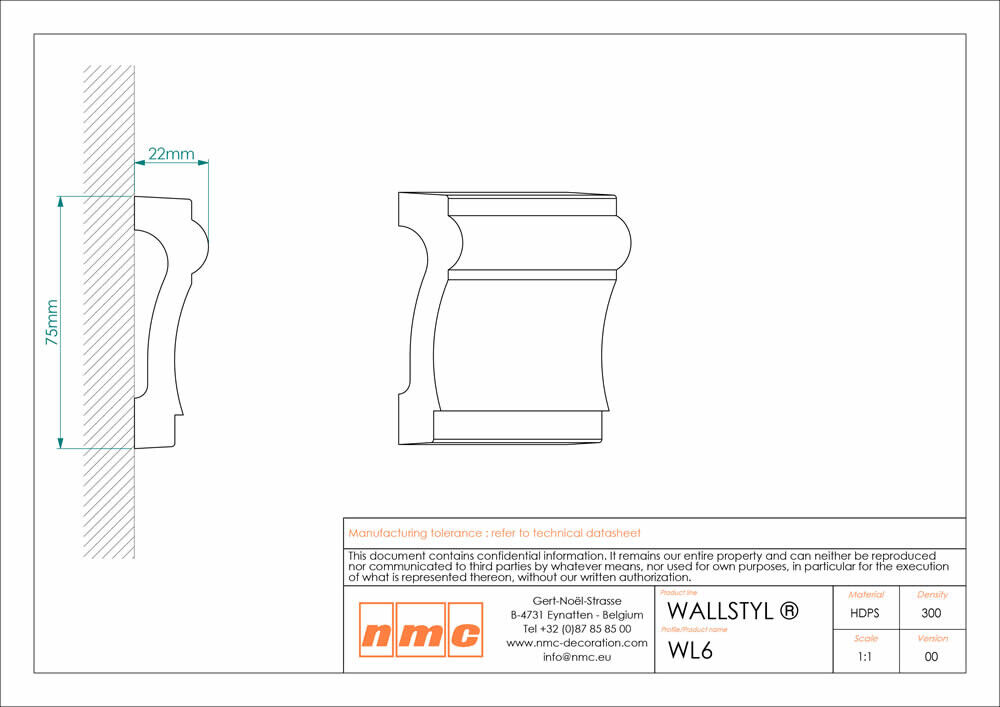 Wandleiste NMC WL6-2M Noel Marquet Stuckleiste-x13-WL6-2M.1M