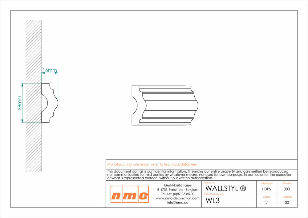 Wandleiste NMC WL3-2M Noel Marquet Stuckleiste-x13-WL3-2M.1M