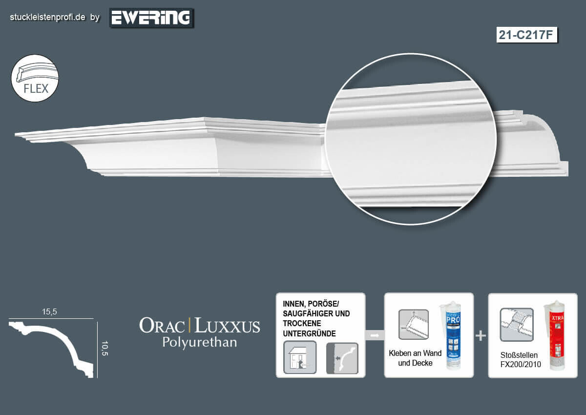 7er Stuckleisten Box C217F Flexible Deckenleiste Orac Decor Stuckleiste-C217F-VE