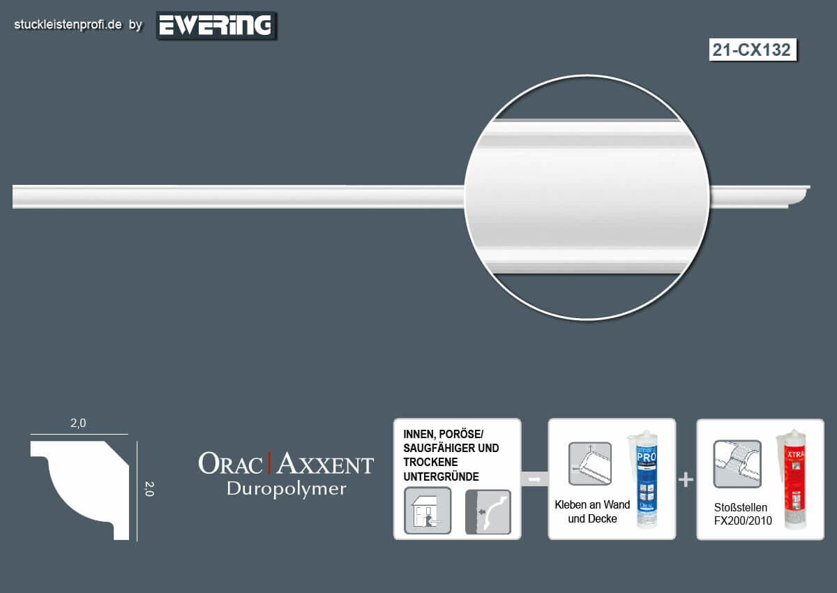 Deckenleiste CX132 _L Orac Decor Stuckleiste-CX132.1M