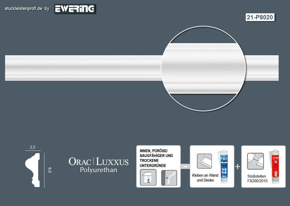 Wandleiste dekorativ Landhaus Optik P8020 _L Orac Decor Stuckleiste-P8020.1M