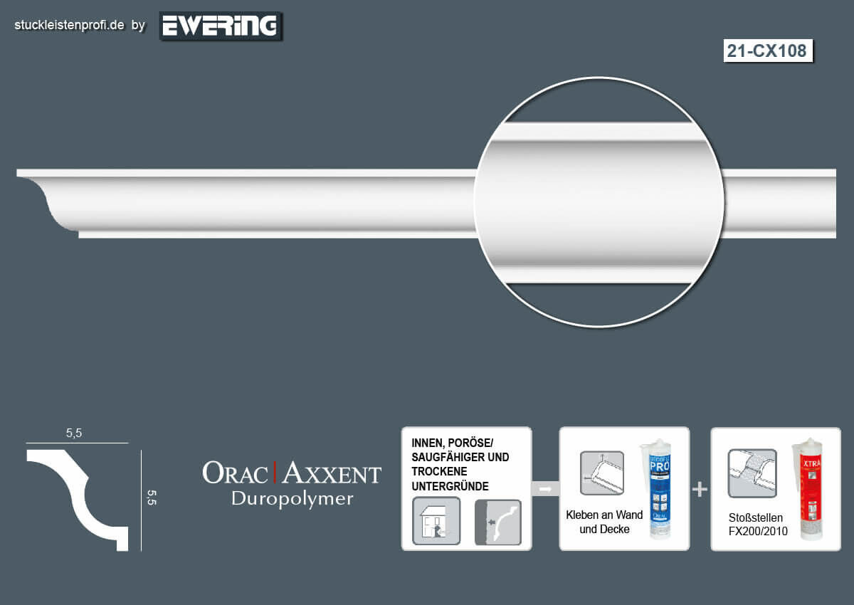 Deckenleiste CX108 _L Orac Decor Stuckleiste-CX108.1M