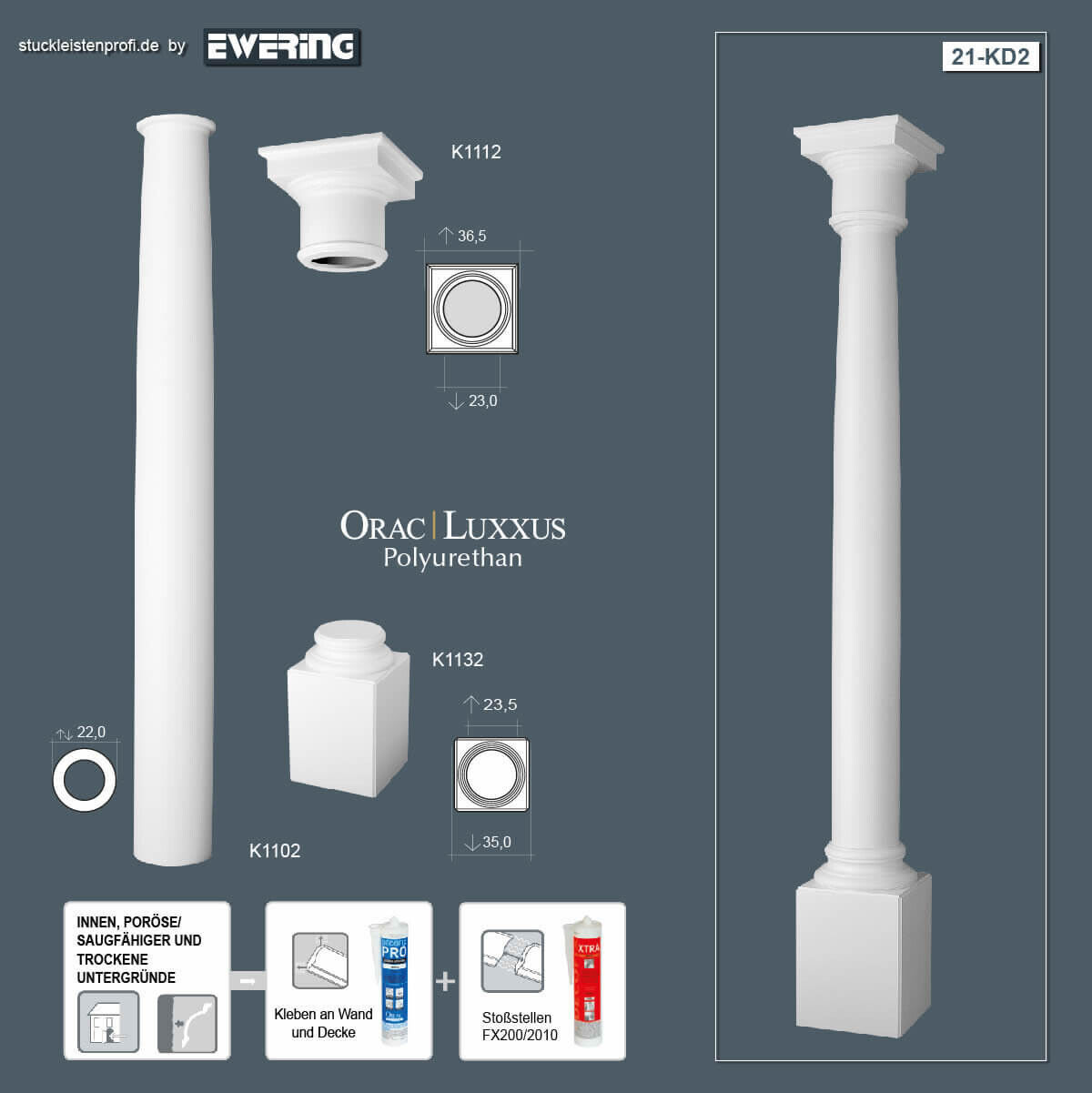 Säulen-Komplettset KD2 Orac Decor Stucksäulen-KD2